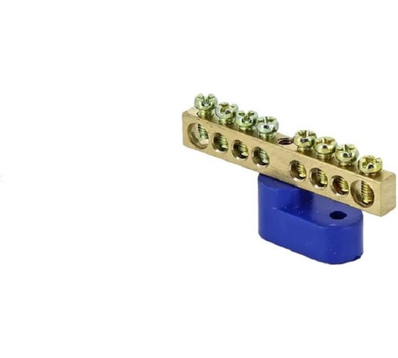 Изображение товара Шина N нулевая КЗОЦМ 6х9мм 10/1 (10 групп/крепеж по центру) синий угловой изолятор 10 шт ШНИ-69-10-1(с)