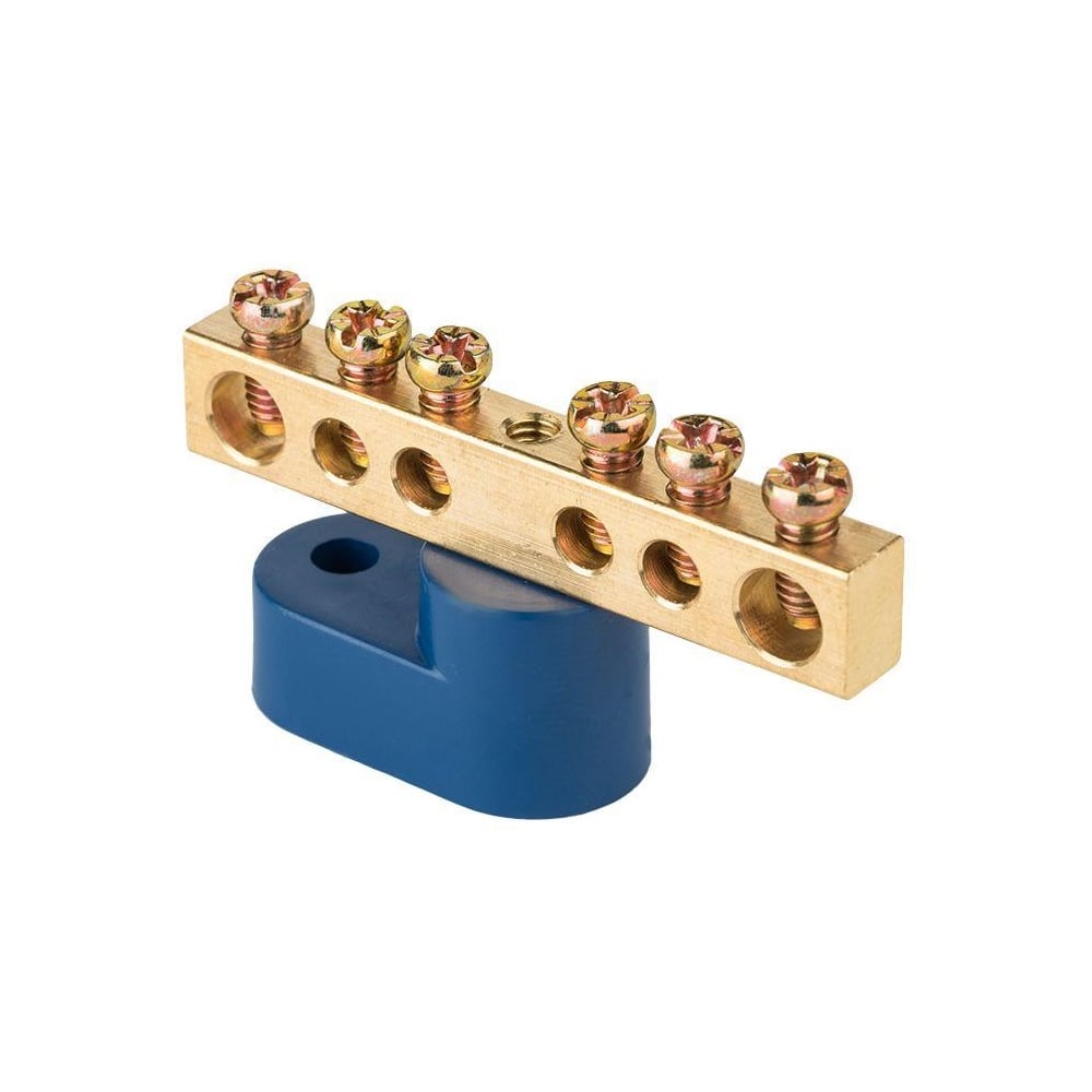 Изображение товара Шина нулевая КЗОЦМ 6х9мм 6/1 синий изолятор 10 штук