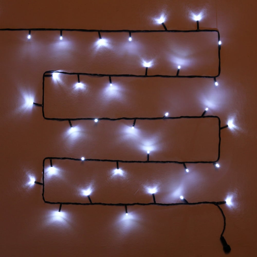 Изображение товара Гирлянда для улицы Серпантин 15м, 180 ламп LED, чёрный провод, 8 режимов, IP-54, белый (возможность соединения) 183-674