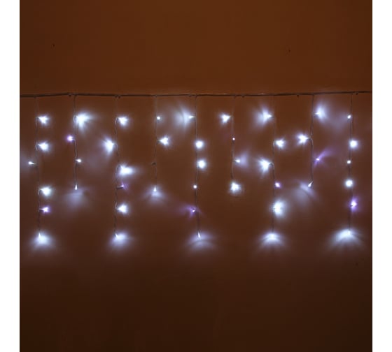 Изображение товара Гирлянда для улицы Серпантин БАХРОМА Мерцание ш5м х в40/60см, 180 ламп LED, прозрачный провод, 1 режим, IP-54, белый (возможность соединения) 183-171