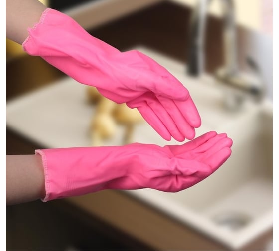 Изображение товара Хозяйственные перчатки Доляна Латекс/вельвет внутри, размер L 1152758