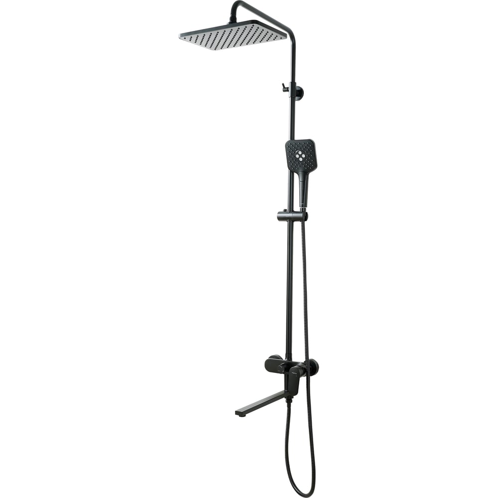 Изображение товара Душевая система AQUATEK AQ2840MB НИКА 3 jet с длинным изливом матовый черный
