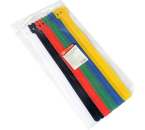 Изображение товара Хомуты-липучки HLT 16х310мм ,6 цветов по 2 штуки, упаковка 12 шт 084-07-277