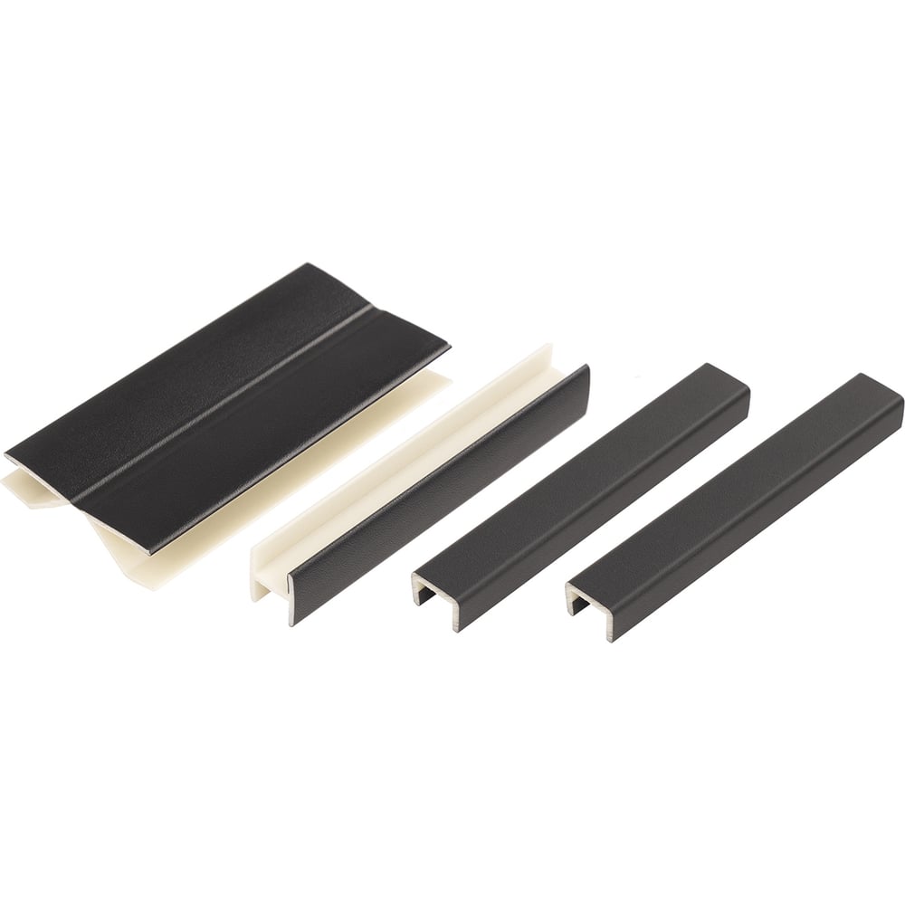 Изображение товара Комплект для цоколя ООО ДЕКОПЛИНТ 100мм (006м) Черный, 4 шт. (Торц. - 2шт, М. угол - 1шт, Н-обр. - 1) 7553