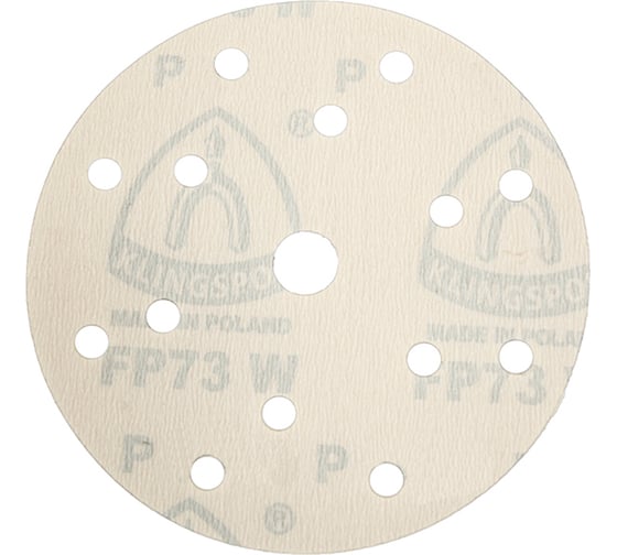 Изображение товара Шлифовальный круг Klingspor FP73WK 150мм на липучке и пленочной основе, 15 отверстий, Р1200 (100 штук) 320732-100