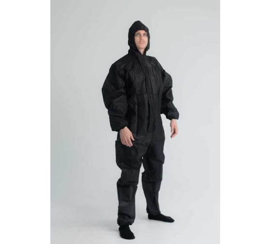 Изображение товара Многоразовый защитный комбинезон , черный, плотность 60 г/м2, размер 4XL, рост 180-188, с планкой с липучкой Gigant GRC-2