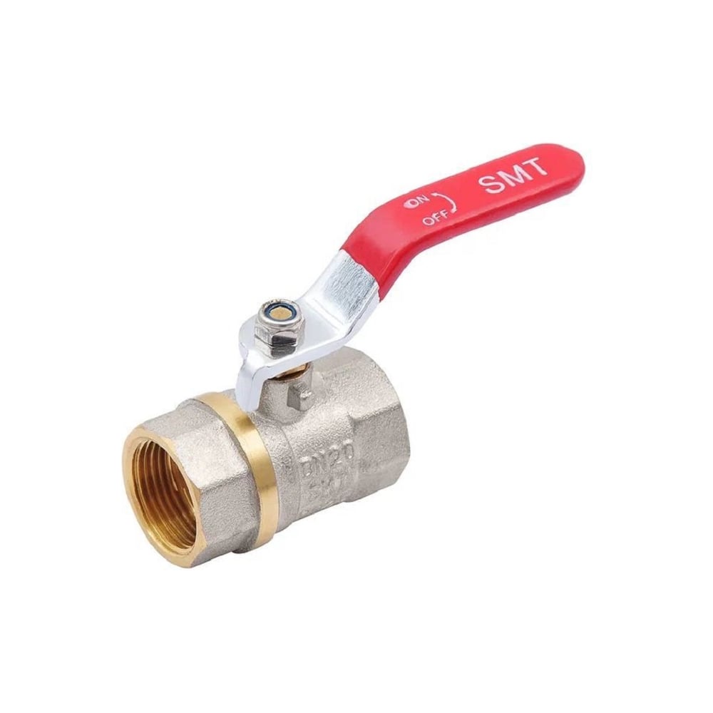 Изображение товара Шаровой кран SMT 3/4FxF с красной ручкой никелированная латунь