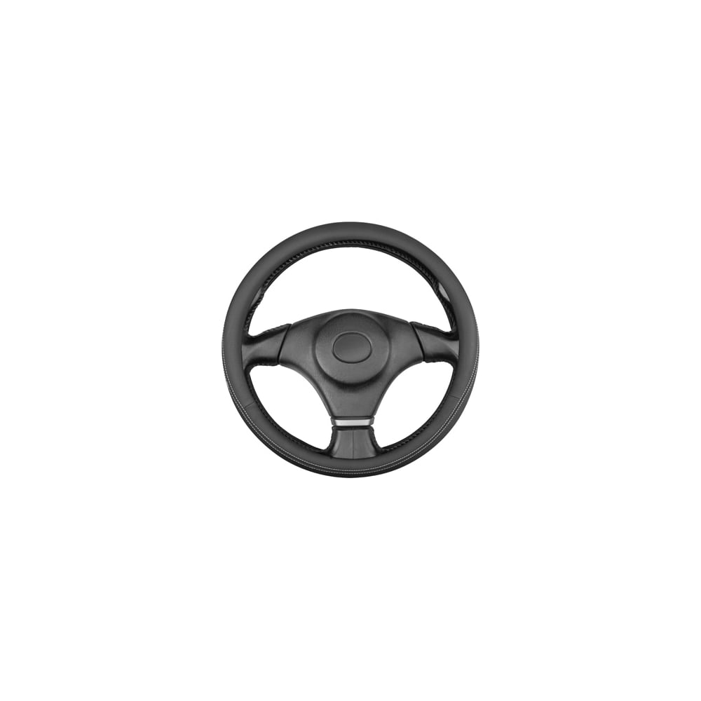 Изображение товара Оплетка кожаная SKYWAY M для руля 37-39 см черная с белой строчкой