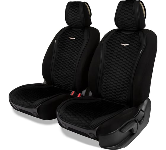 Изображение товара Накидки AUTOPROFI Designo, 2 шт, на передние сиденья, стёганая алькантара + эко-кожа, чёрный DES-600 BK/BK
