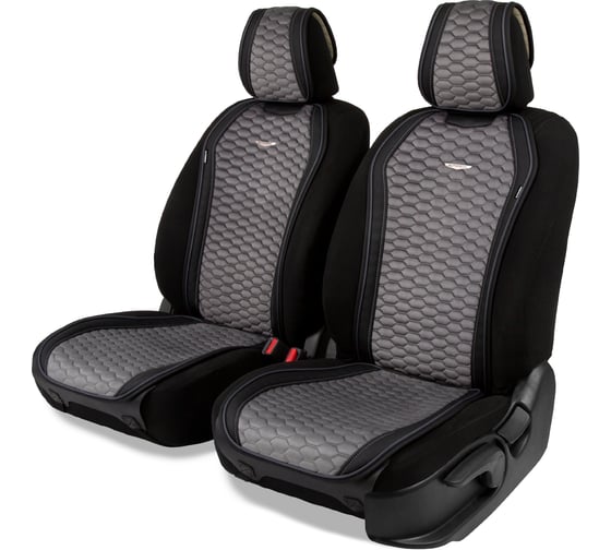 Изображение товара Накидки AUTOPROFI Designo, 2 шт, на передние сиденья, стёганая алькантара + эко-кожа, чёрн./т.серый DES-600 BK/D.GY