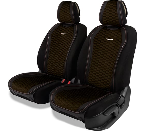 Изображение товара Накидки AUTOPROFI Designo, 2 шт, на передние сиденья, стёганая алькантара + эко-кожа, чёрн./коричневый DES-600 BK/BR
