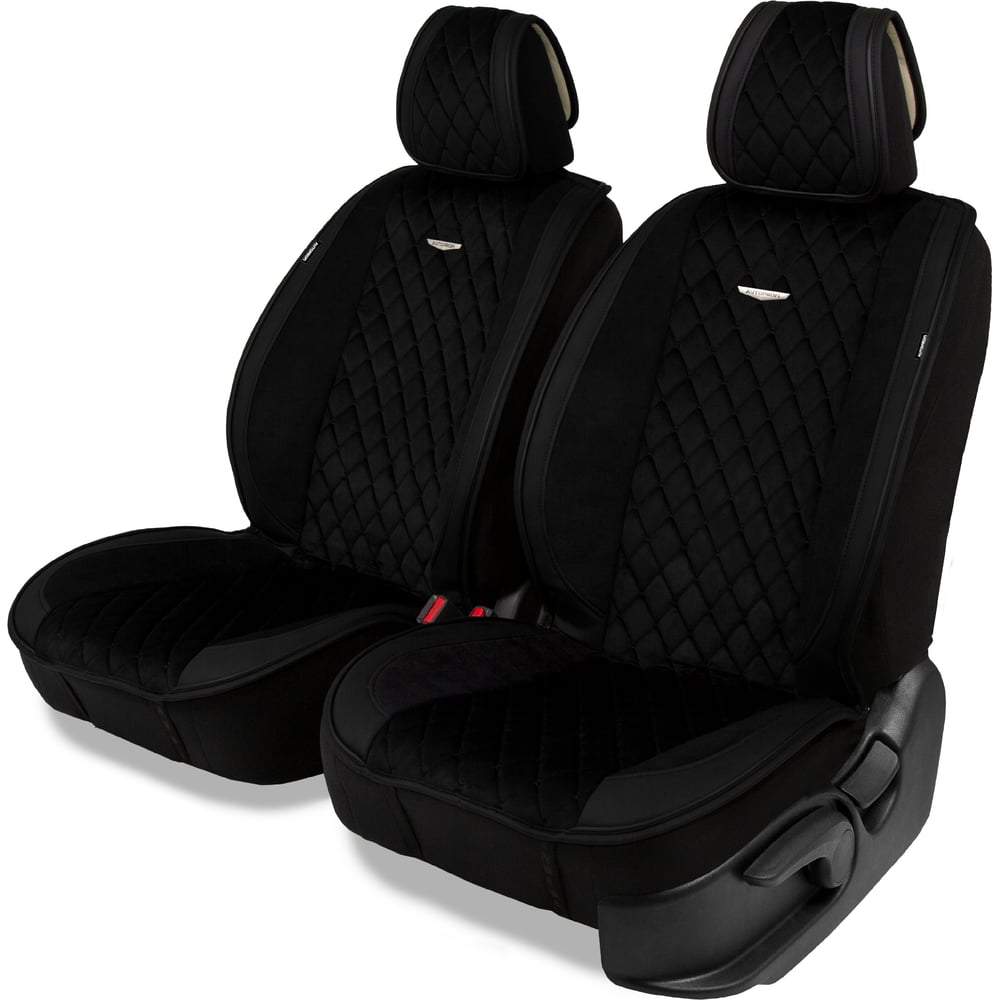 Изображение товара Накидки AUTOPROFI Grande для передних сидений, 2 шт, алькантара и эко-кожа, черный