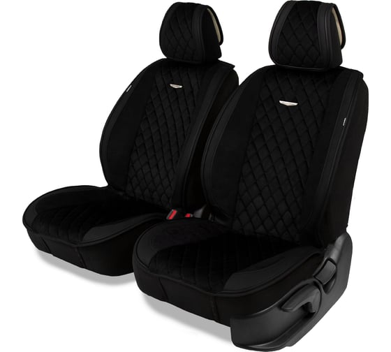 Изображение товара Накидки AUTOPROFI Grande, 2 шт, на передние сиденья, стёганая алькантара + эко-кожа, чёрный GRN-400 BK/BK