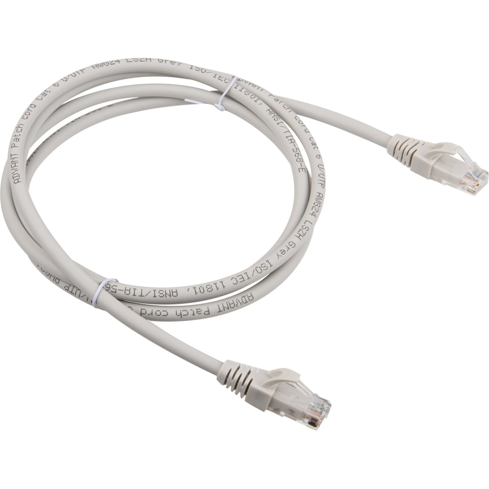 Изображение товара Патч-корд Ethernet CAT6 2 метра Advant UTP LSZH серый AW6-PC02-LG