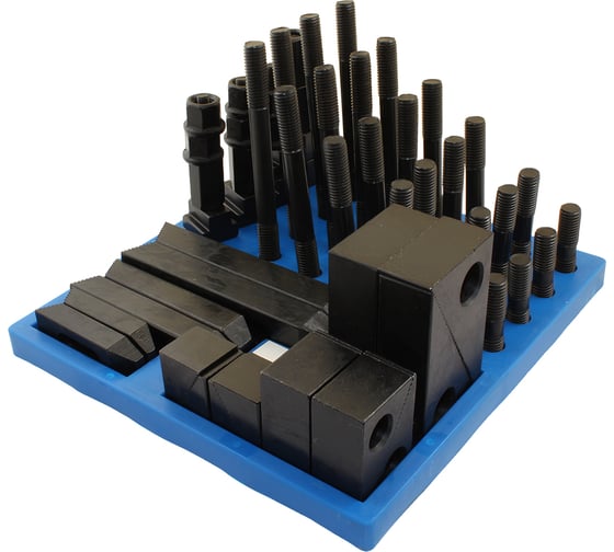 Изображение товара Набор клиновых ступенчатых прижимов TLX из 58-ми предм., паз19.7мм М18х2.5 в мет. футляре 76320