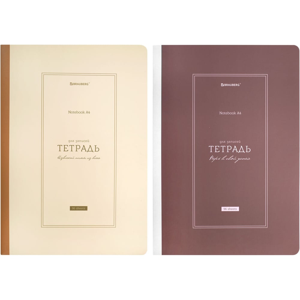 Изображение товара Бизнес-тетрадь BRAUBERG А4, 96листов, на сшивке с корешком, 2 шт., клетка, обложка картон, Classic, 405283