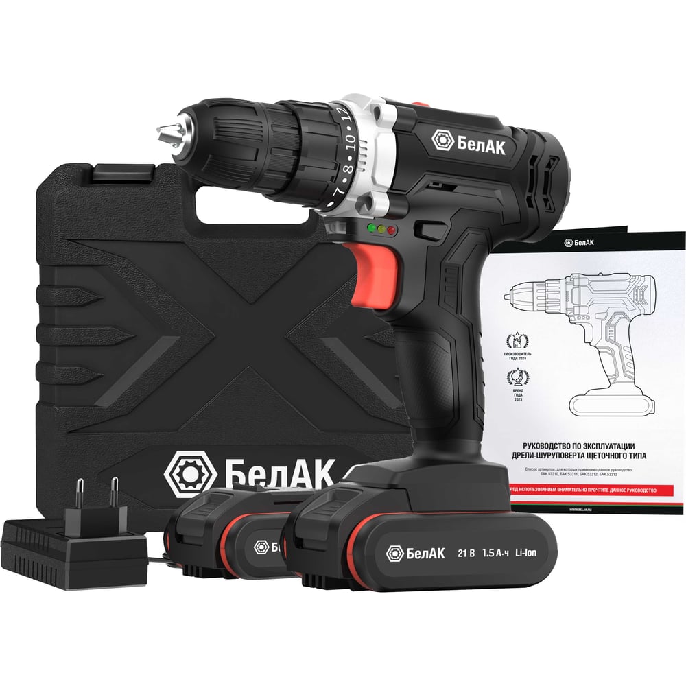 Изображение товара Аккумуляторная дрель-шуруповерт БелАК щеточная 21V 40Nm в кейсе