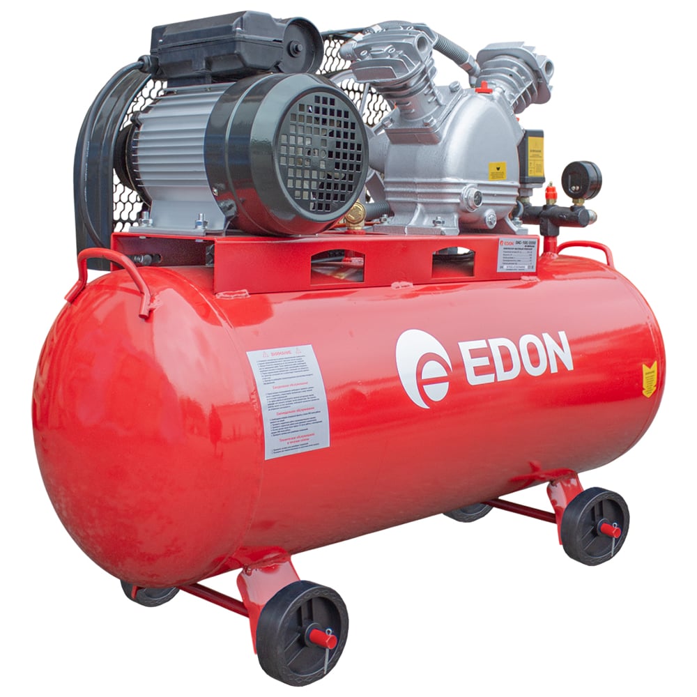 Изображение товара Масляный компрессор Edon OAC-100/2200 ременной бытовой 8 бар 2.2 кВт горизонтальный