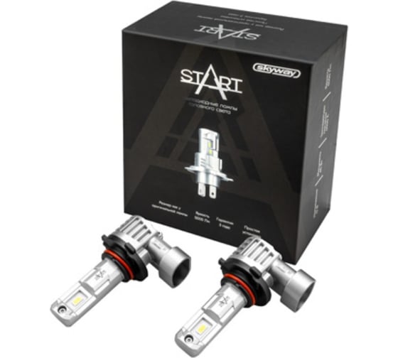 Изображение товара Автолампа SKYWAY диод HB3 (9005) P20d 12V 40W 5000Лм компакт START 6000К Белая коробка комп.2шт S08201624