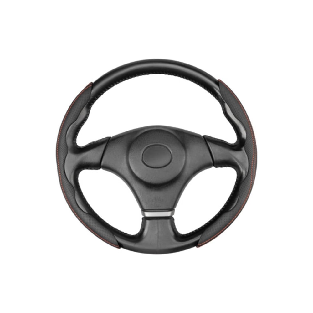 Изображение товара Накладки на руль SKYWAY экокожа Черные с красной прострочкой комплект 2 шт