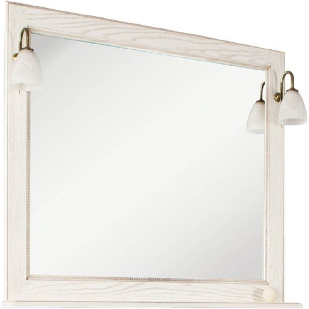 Изображение товара Стильное зеркало AQUATON Жерона 105 белое золото с полкой и подсветкой