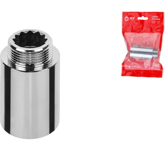Изображение товара Удлинитель AV Engineering 3/4 вн.-нар. х 50 мм усиленный ХРОМ, (инд. упак.) AVE301049
