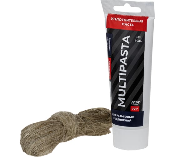 Изображение товара Комплект паста уплотнительная универсальная MPF (вода, газ, 70 гр) MULTIPASTA + лён Premium ИС.131744