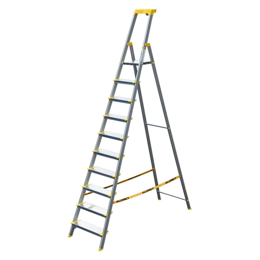 Изображение товара Алюминиевая стремянка профессиональная серия AS710AK015 с анодированным покрытием 10 ступеней