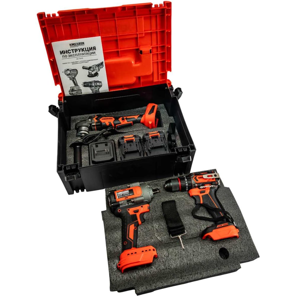 Изображение товара Комплект механизированных инструментов KINGQUEEN KQ-TS313 3 пред 2 АКБ 21В