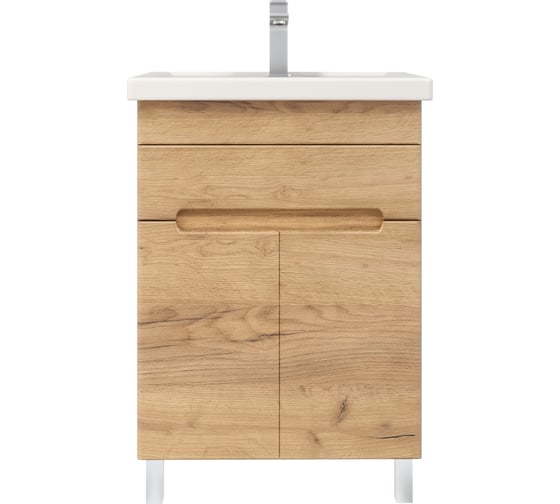 Изображение товара Тумба RUVANN с раковиной NIKA 60 + Фостер 60 в ванную напольная, Голд крафт Т.NIKA-GK.П-60НР-KIT-FOS