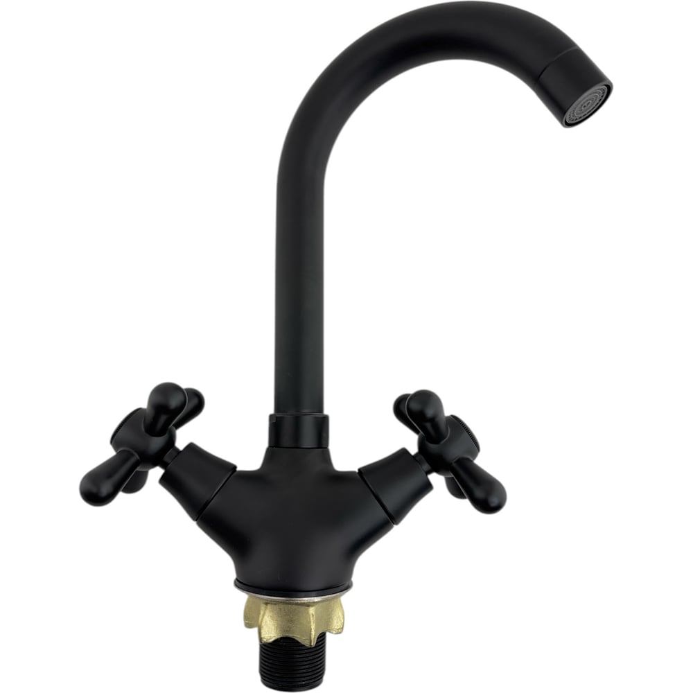 Изображение товара Смеситель для кухни двухвентильный ALOUTE Высота 250 мм. Подвод воды гибкий, крепление на большой гайке A6213H-11