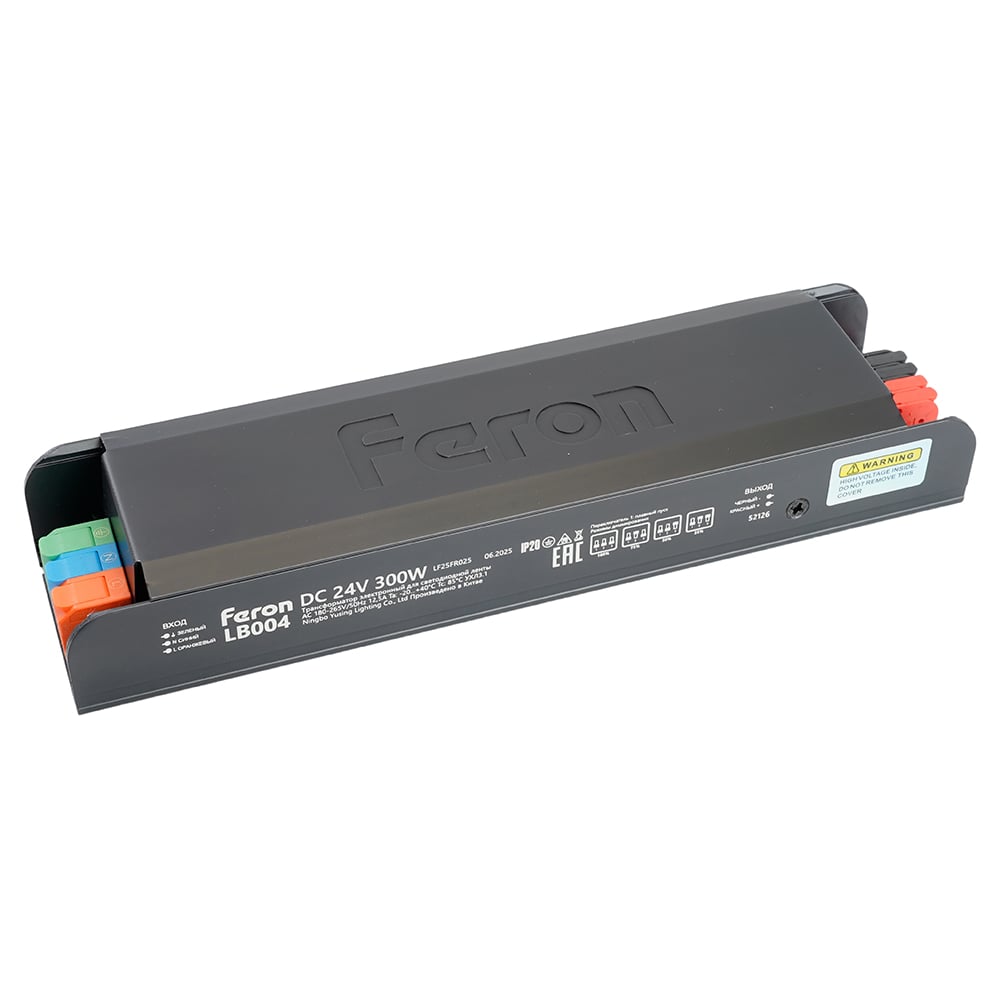 Изображение товара Трансформатор электронный для светодиодной ленты с плавным пуском и диммированием FERON 300W 24V, LB004, 52126