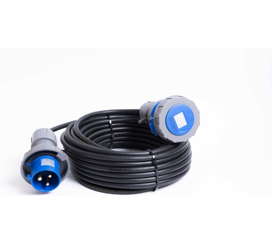 Изображение товара Удлинитель промышленный шнур Энаргит 220 Вольт, КГтп-ХЛ 3х4 (50 метров, 1 розетка 32А IEC60309, вилка 32А IEC60309, IP 67) КГ340-50-132П-32П-67