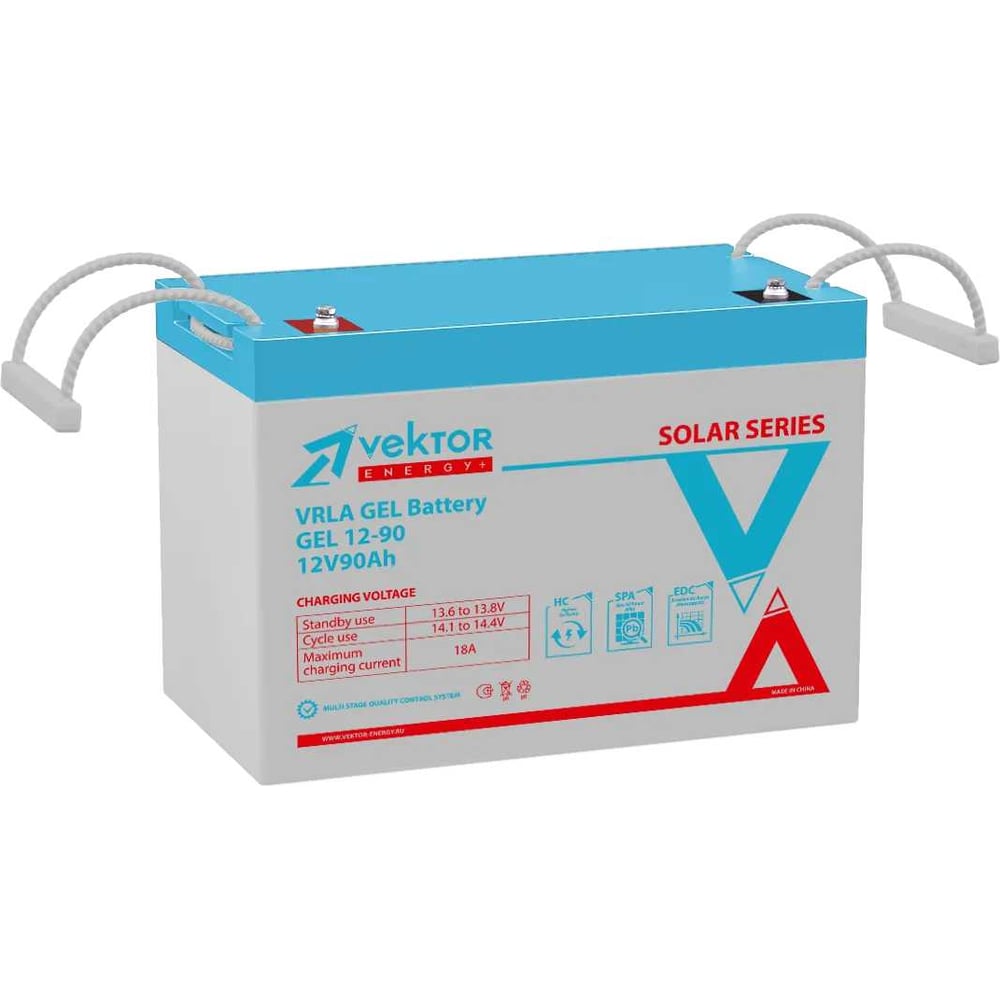 Изображение товара Аккумулятор Vektor Energy GEL 12-90 90 Ач AGM+GEL с болтами М8