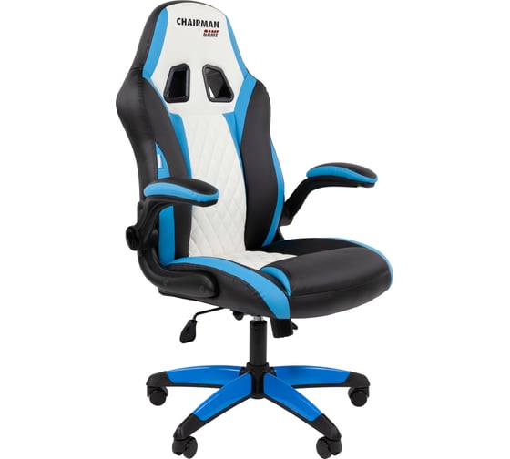 Изображение товара Офисное кресло CHAIRMAN Game 15 Россия экокожа черный/голубой/белый 00-07197728