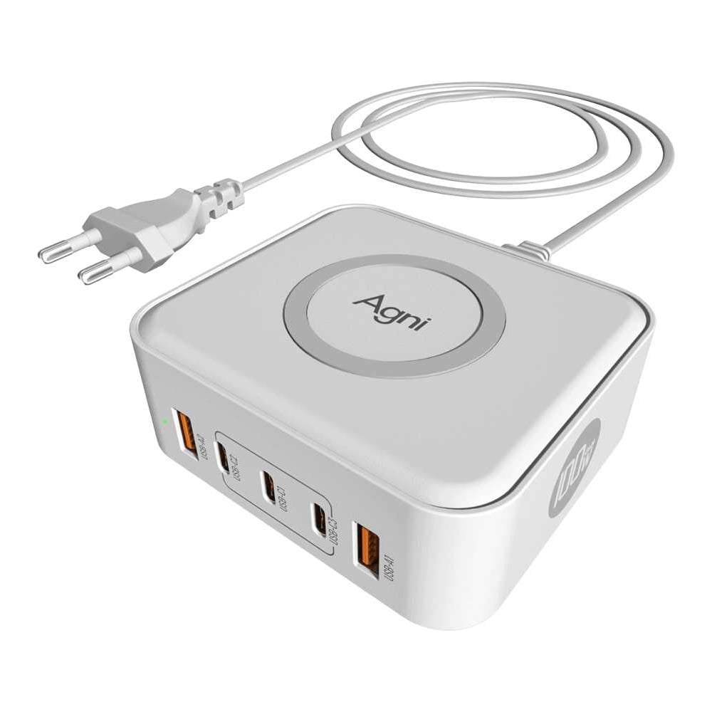 Изображение товара Зарядное устройство AGNI с беспроводной зарядкой 100W USB-C и USB-A белое