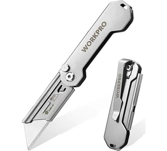Изображение товара Нож складной мини WORKPRO из нержавеющей стали (трапец) WP211016