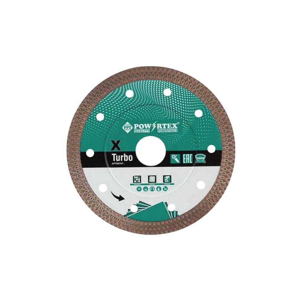 Изображение товара Диск алмазный ультратонкий Powertex для плиткорезов и камнерезных станков 180х10х25.4 мм 3A2202