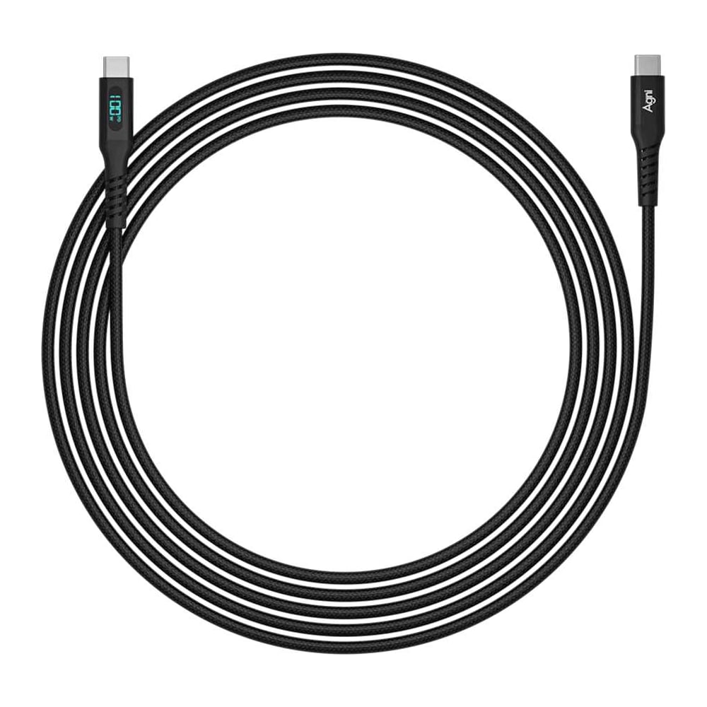 Изображение товара Кабель USB-C USB-C 100W 1м световая индикация черный AGNI UC423-24-100W-CC-LED-black
