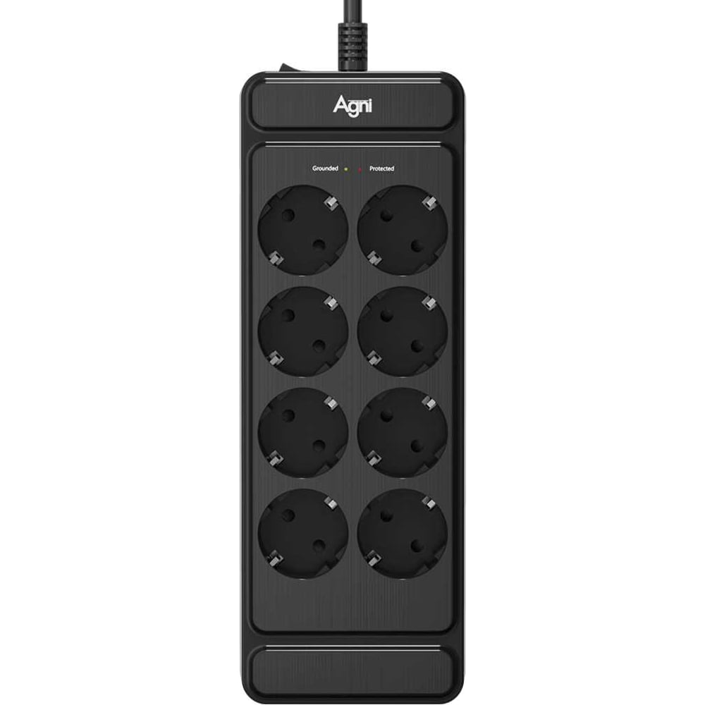 Изображение товара Сетевой фильтр AGNI плоский 8 розеток 2 м IP20 защитные шторки