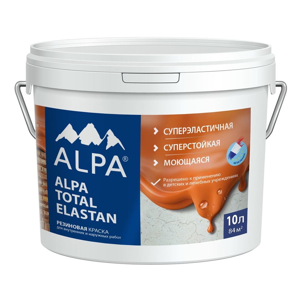 Изображение товара Краска ALPA TOTAL ELASTAN база А, 10 л/14.4 кг, 3488570018255
