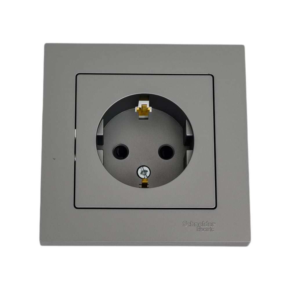 Изображение товара Розетка Systeme Electric AtlasDesign Сталь с шторками 16А в сборе
