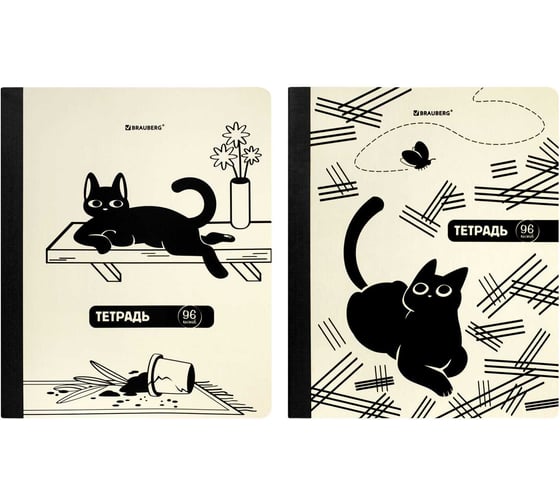 Изображение товара Тетради BRAUBERG ДЭК А5 96л, комплект 2 шт. на сшивке с корешком, клетка, Кот-Непоседа 405309