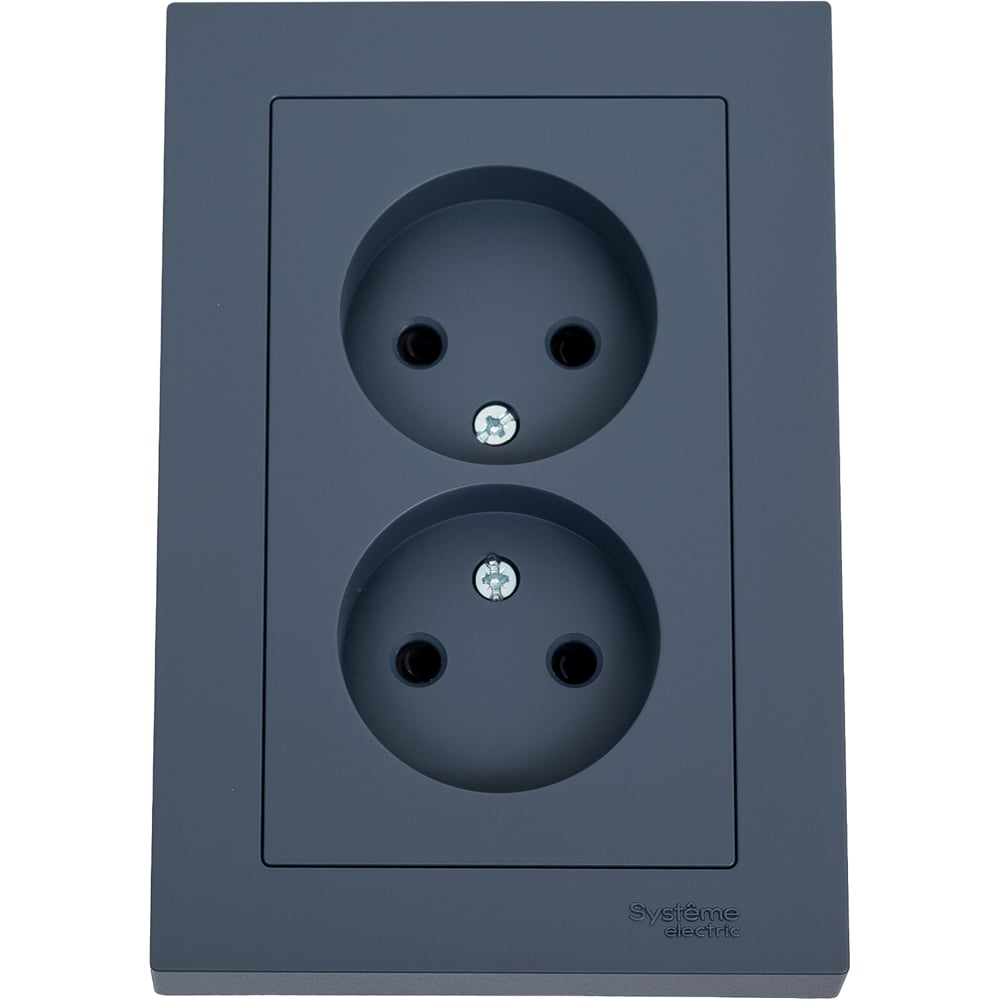 Изображение товара Розетка Systeme Electric AtlasDesign Грифель двойная 16А в сборе защиты шторками