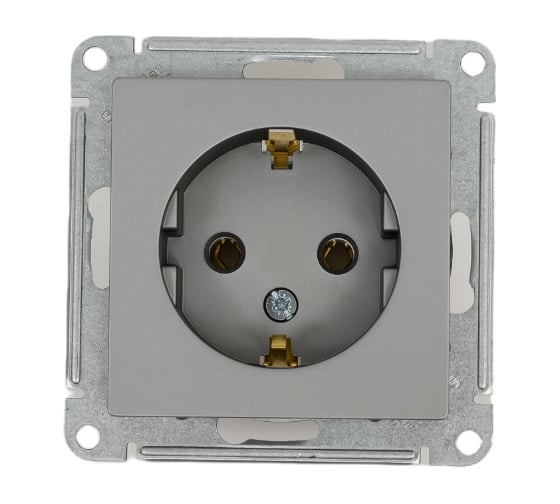 Изображение товара Розетка Systeme Electric AtlasDesign Сталь с/з, 16А, механизм SE ATN000943