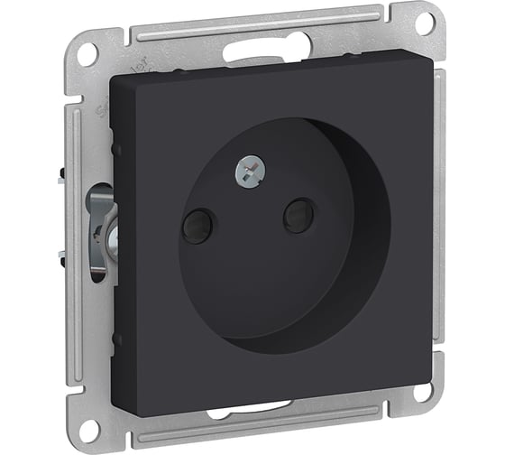 Изображение товара Розетка Systeme Electric AtlasDesign Карбон б/з со шторками, 16А, механизм SE ATN001049