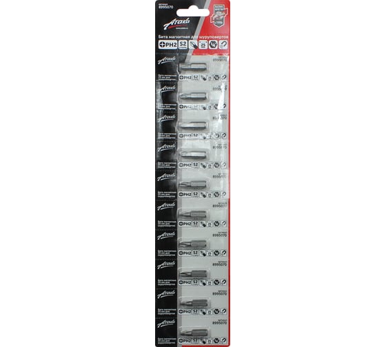 Изображение товара Бита Атака PH2, 25 мм лента 10шт (по 1шт в блистере) 8995070