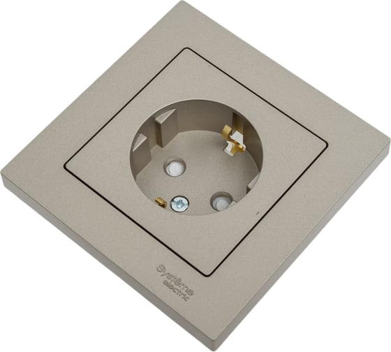 Изображение товара Розетка Systeme Electric AtlasDesign Шампань с/з со шторками, 16А, в сборе SE ATN000544