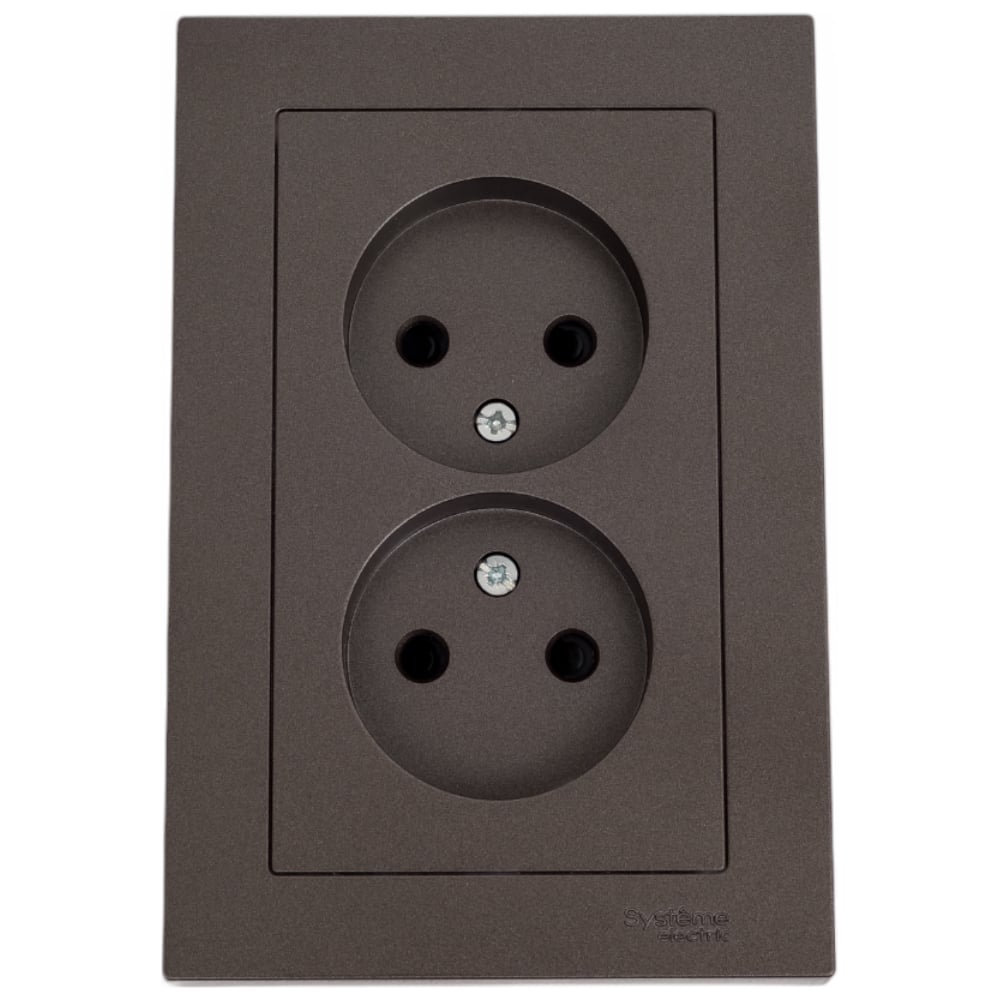 Изображение товара Розетка Systeme Electric AtlasDesign Мокко двойная с защитными шторками 16А