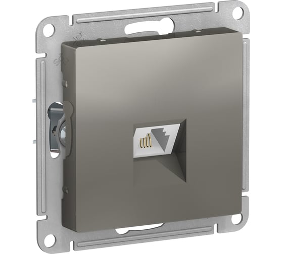 Изображение товара Телефонная розетка Systeme Electric AtlasDesign Сталь RJ11, механизм SE ATN000981